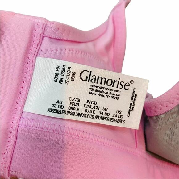 Glamorise Underwire High Impact Sports Bra 9066 Pink Grey 34DD - Picture 6 of 8